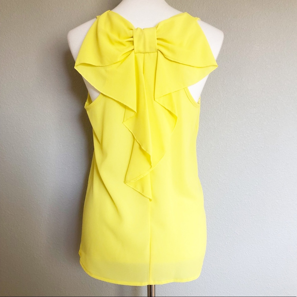 Yellow Bow Back Flowy Sleeveless Top
